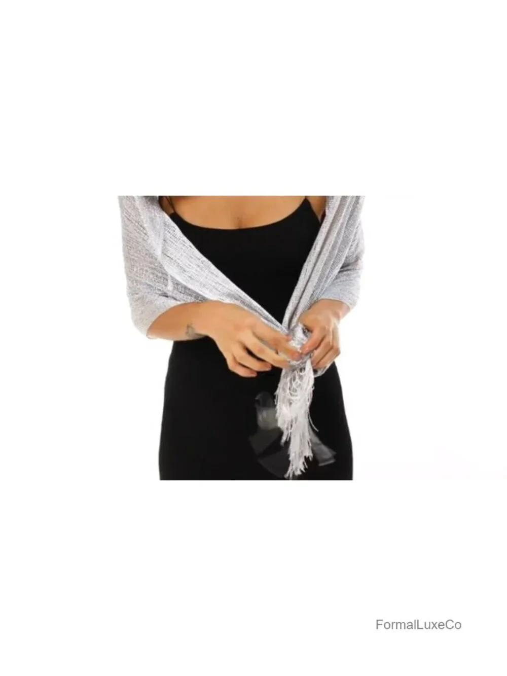 Women's Knit Wrap Shawl with Buckle Sparkling Evening Party Scarf
